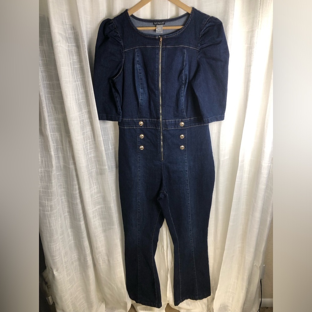 VENUS Dark Blue Jumpsuit with Metallic Buttons size 16 NWOT - Picture 9 of 15